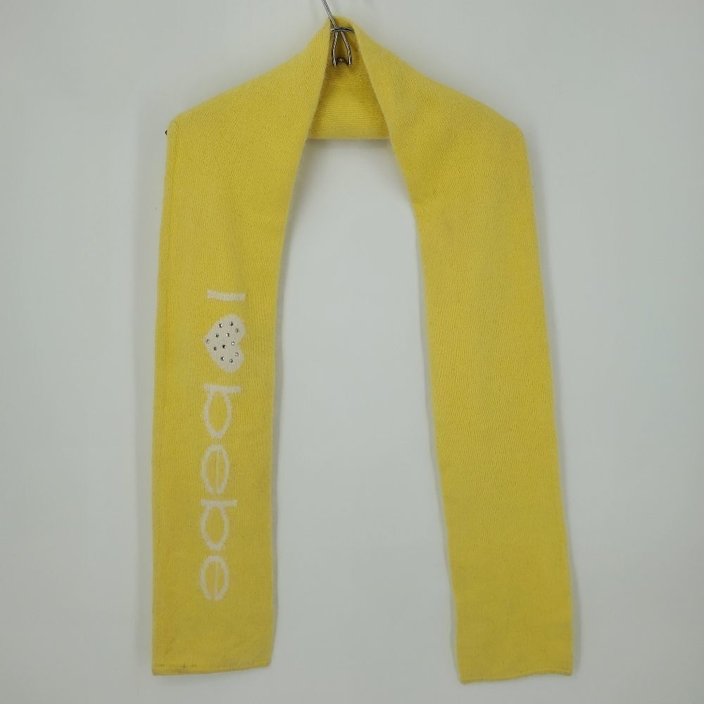 BEBE Angora Daisy and White Rhinestone Embellished Scarf